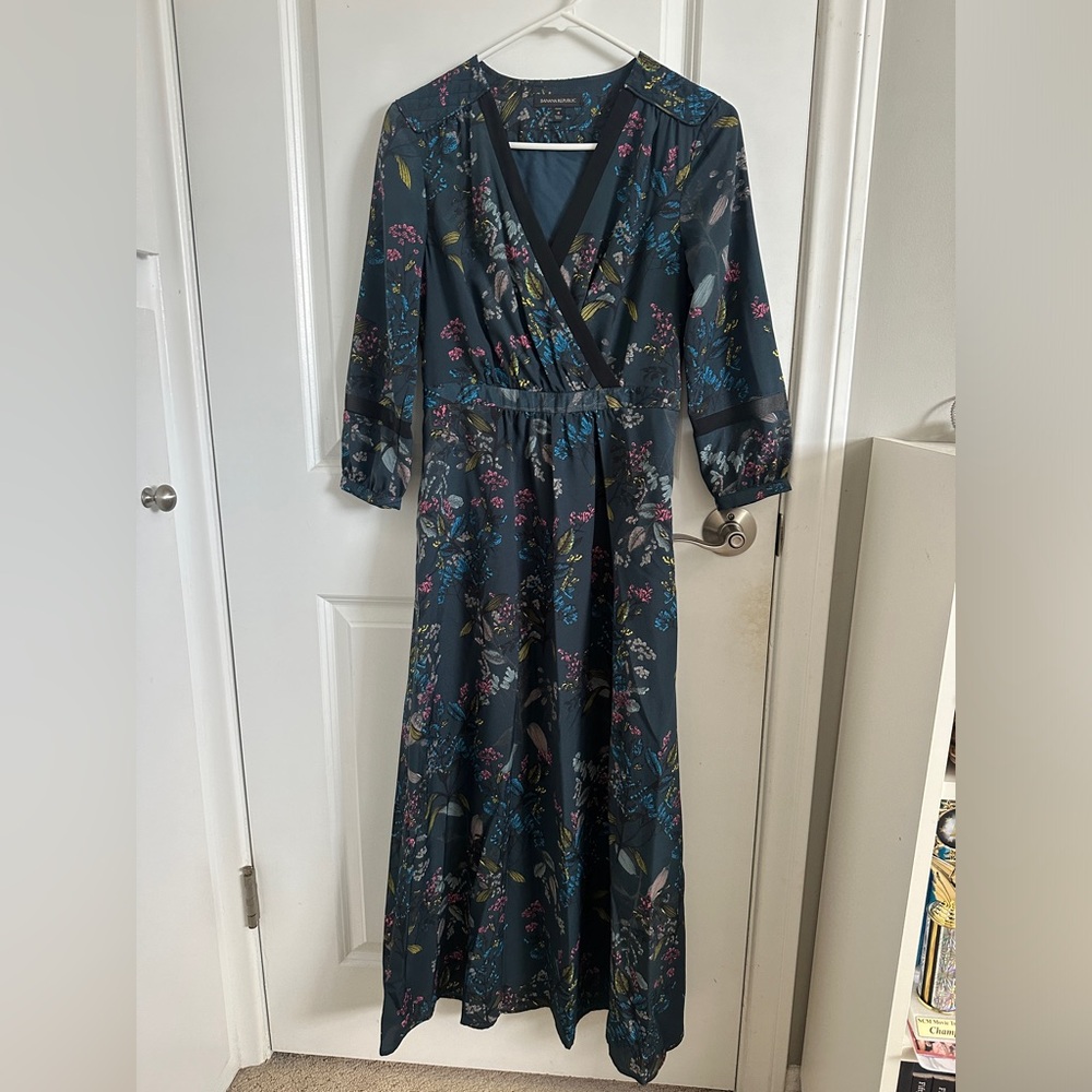 Banana Republic Women’s Full Length Maxi 3/4 Sleeve Floral Dress - sz 4 Petite